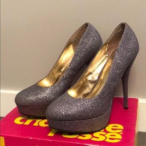 Glitter platform heels - Pewter - 5inch